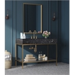 Maklaine Contemporary Black Artificial Marble Bathroom Vanity