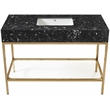 Maklaine Contemporary Black Artificial Marble Bathroom Vanity