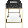 Maklaine Contemporary Black Artificial Marble Bathroom Vanity