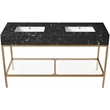 Maklaine Contemporary Black Artificial Marble Bathroom Vanity