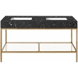 Maklaine Contemporary Black Artificial Marble Bathroom Vanity