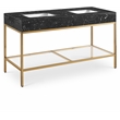 Maklaine Contemporary Black Artificial Marble Bathroom Vanity