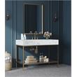 Maklaine Contemporary White Artificial Marble Bathroom Vanity