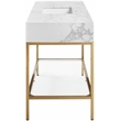 Maklaine Contemporary White Artificial Marble Bathroom Vanity