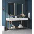 Maklaine Contemporary White Artificial Marble Bathroom Vanity