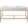 Maklaine Contemporary White Artificial Marble Bathroom Vanity