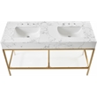 Maklaine Contemporary White Artificial Marble Bathroom Vanity