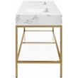 Maklaine Contemporary White Artificial Marble Bathroom Vanity