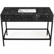 Maklaine Contemporary Black Artificial Marble Bathroom Vanity