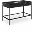 Maklaine Contemporary Black Artificial Marble Bathroom Vanity