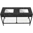 Maklaine Contemporary Black Artificial Marble Bathroom Vanity