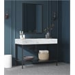 Maklaine Contemporary White Artificial Marble Bathroom Vanity