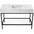 Maklaine Contemporary White Artificial Marble Bathroom Vanity