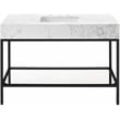Maklaine Contemporary White Artificial Marble Bathroom Vanity