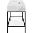 Maklaine Contemporary White Artificial Marble Bathroom Vanity