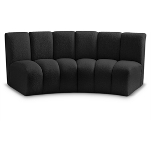 Maklaine Contemporary Black Boucle Fabric 2pc. Modular Sectional