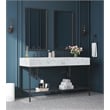 Maklaine Contemporary White Artificial Marble Bathroom Vanity