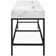 Maklaine Contemporary White Artificial Marble Bathroom Vanity