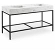 Maklaine Contemporary White Artificial Marble Bathroom Vanity