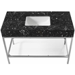 Maklaine Contemporary Black Artificial Marble Bathroom Vanity