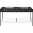 Maklaine Contemporary Black Artificial Marble Bathroom Vanity