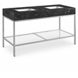 Maklaine Contemporary Black Artificial Marble Bathroom Vanity