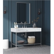 Maklaine Contemporary White Artificial Marble Bathroom Vanity