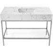Maklaine Contemporary White Artificial Marble Bathroom Vanity