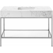 Maklaine Contemporary White Artificial Marble Bathroom Vanity