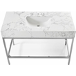 Maklaine Contemporary White Artificial Marble Bathroom Vanity