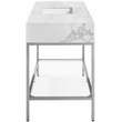 Maklaine Contemporary White Artificial Marble Bathroom Vanity