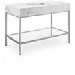 Maklaine Contemporary White Artificial Marble Bathroom Vanity