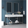 Maklaine Contemporary White Artificial Marble Bathroom Vanity