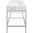 Maklaine Contemporary White Artificial Marble Bathroom Vanity