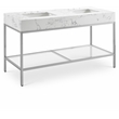 Maklaine Contemporary White Artificial Marble Bathroom Vanity