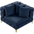 Maklaine Modern / Contemporary Navy Finish Velvet Corner Chair