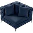 Maklaine Modern / Contemporary Navy Finish Velvet Corner Chair