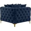 Maklaine Modern / Contemporary Navy Finish Velvet Corner Chair