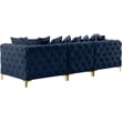 Maklaine Modern / Contemporary Navy Finish Velvet Modular Sofa