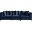 Maklaine Modern / Contemporary Navy Finish Velvet Modular Sofa