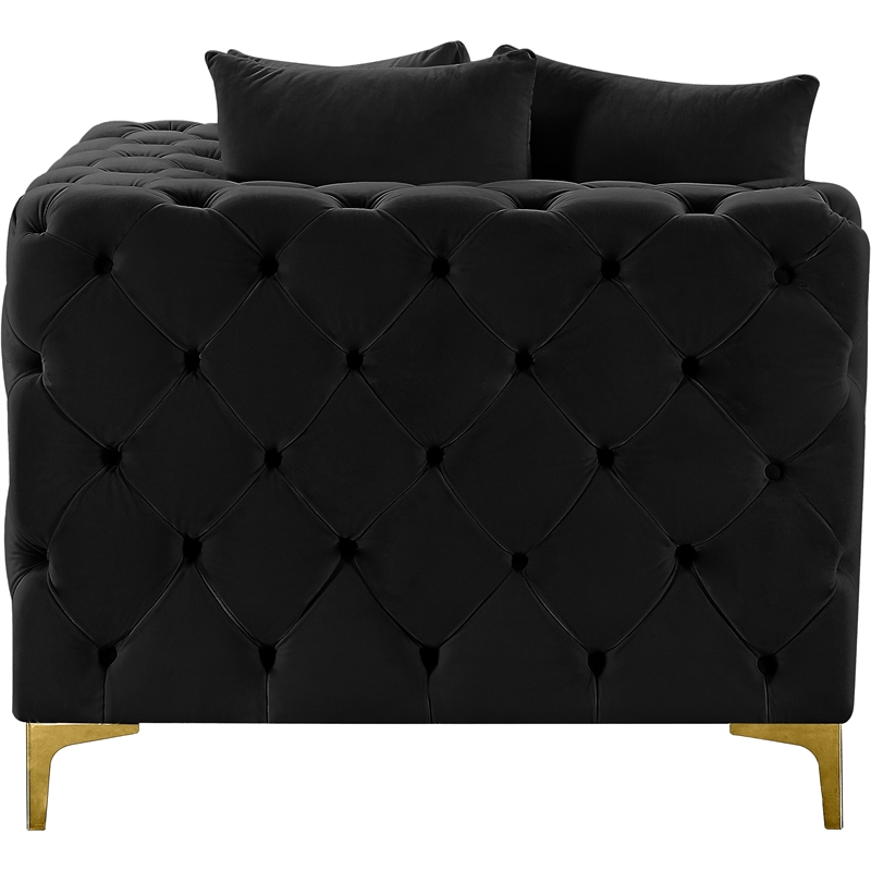 Maklaine Modern / Contemporary Black Finish Velvet Corner Chair