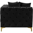 Maklaine Modern / Contemporary Black Finish Velvet Corner Chair