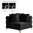 Maklaine Modern / Contemporary Black Finish Velvet Corner Chair