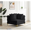 Maklaine Modern / Contemporary Black Finish Velvet Corner Chair
