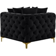 Maklaine Modern / Contemporary Black Finish Velvet Corner Chair