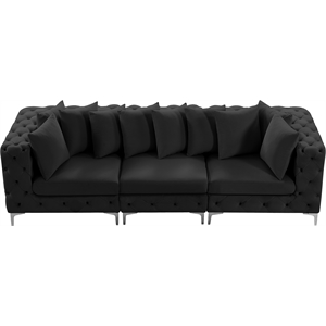 Maklaine Modern / Contemporary Black Finish Velvet Modular Sofa