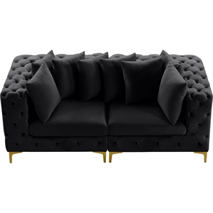 Maklaine Modern / Contemporary Black Finish Velvet Modular Sofa