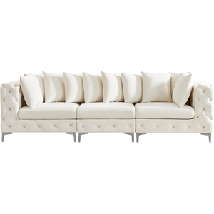 Maklaine Modern / Contemporary Cream Finish Velvet Modular Sofa