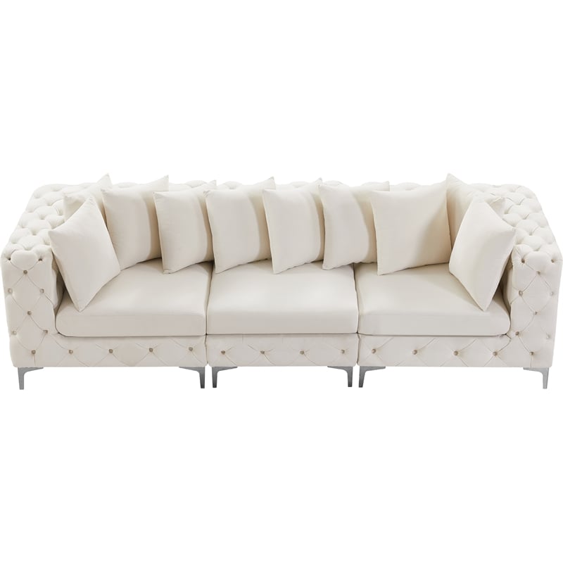 Maklaine Modern / Contemporary Cream Finish Velvet Modular Sofa