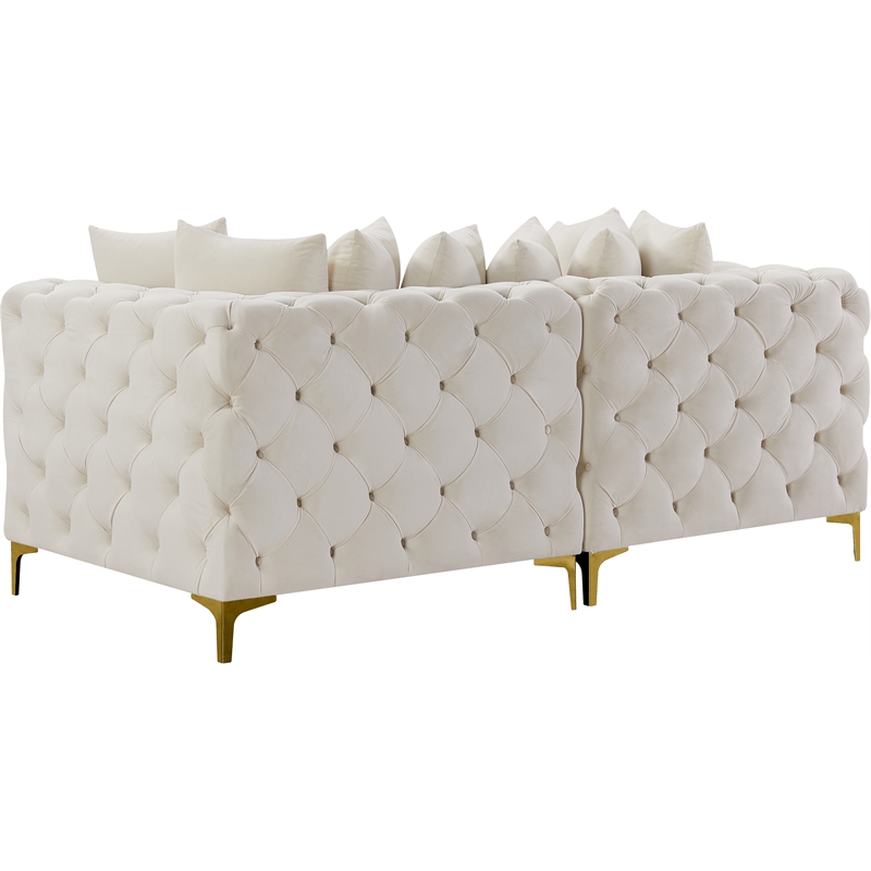 Maklaine Modern / Contemporary Cream Finish Velvet Modular Sofa